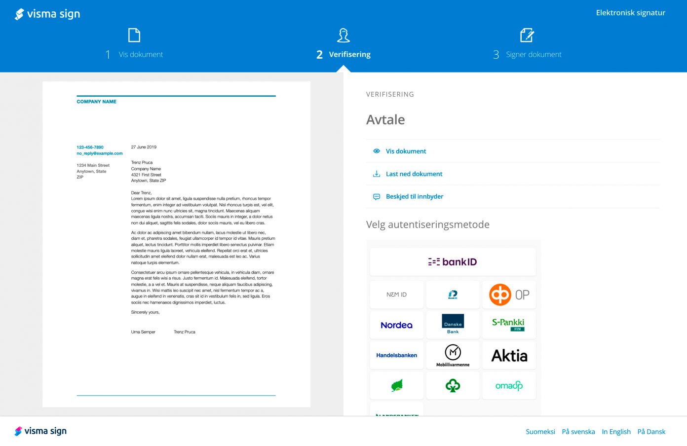 send avtale for sikker signering med visma sign