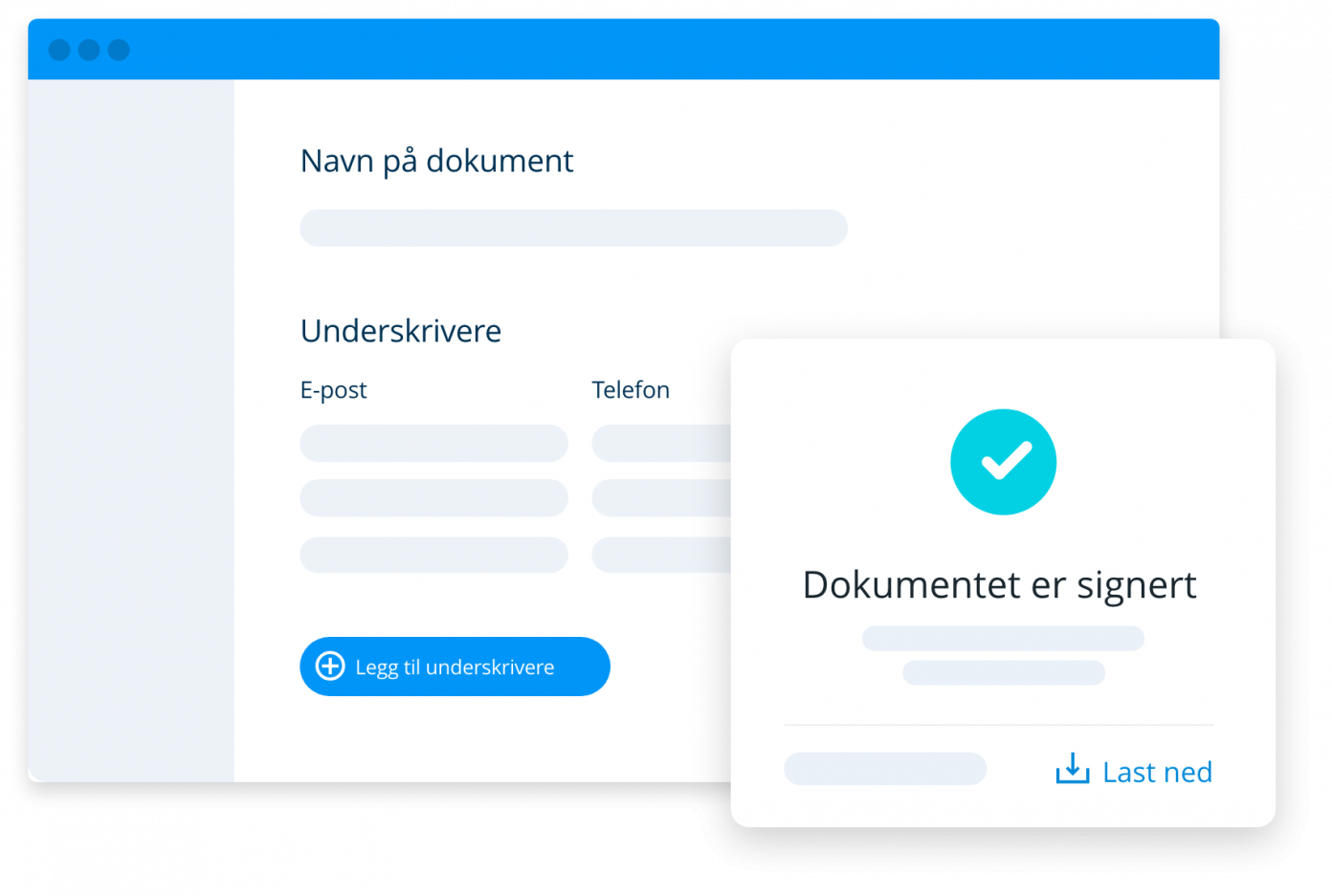 legg til underskrivere og arkiver dokumentene